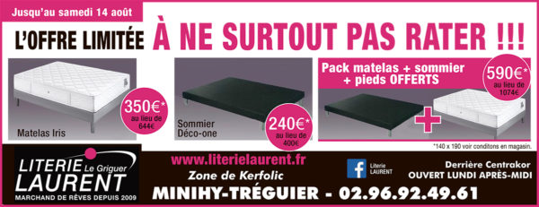 pub-literie-laurent solde literie tréguier paimpol