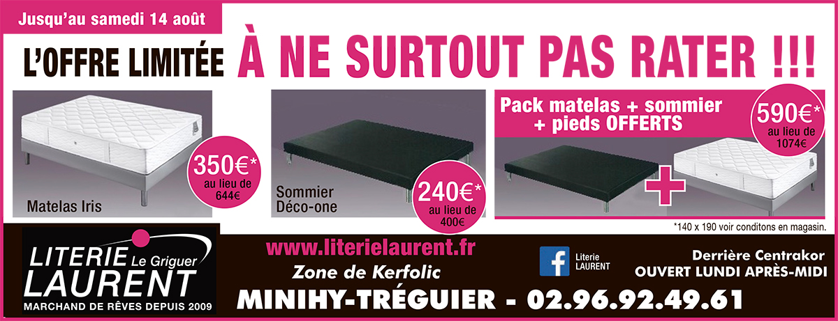 pub-literie-laurent solde literie tréguier paimpol